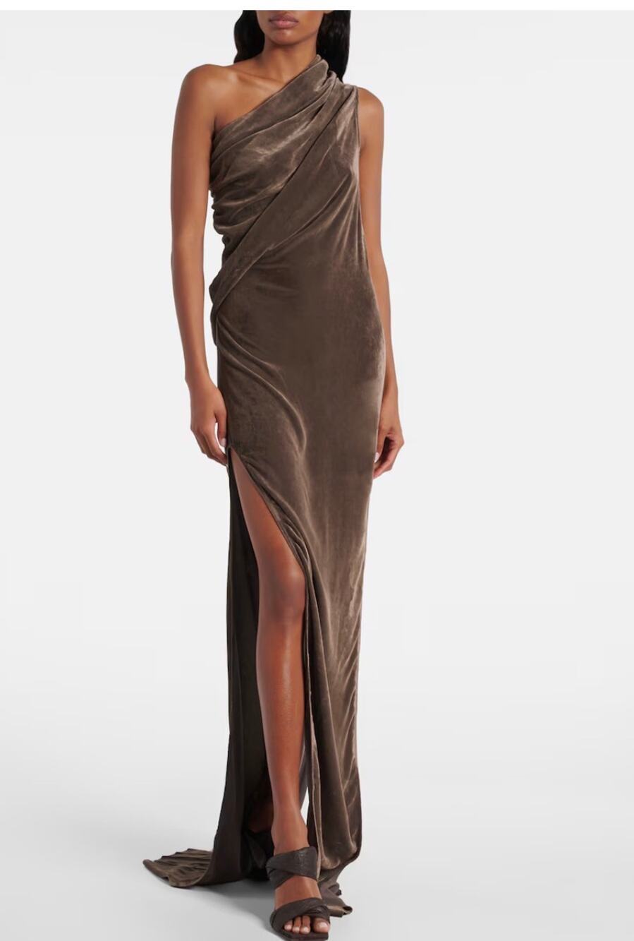 Rick Owens Athena Arrowhead one Shoulder Gown in Darkdust IT 44 US 8